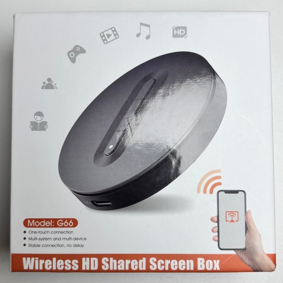 Other - G66 Wireless HD Shared Screen Box 1080P 5G WiFi Display Adapter HDMI USB-C Black